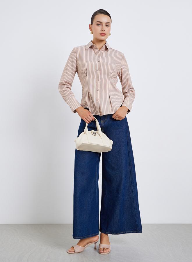 ستايلي قميص مخطط بأكمام طويلة - Image 1